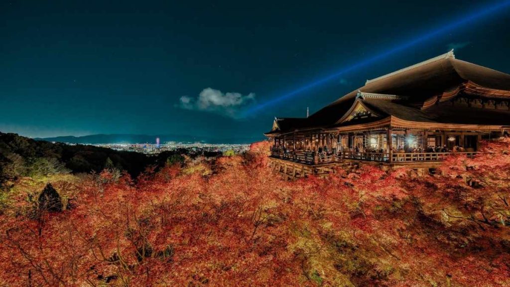 Kiyomizu-dera Temple autumn leaves Kyoto"